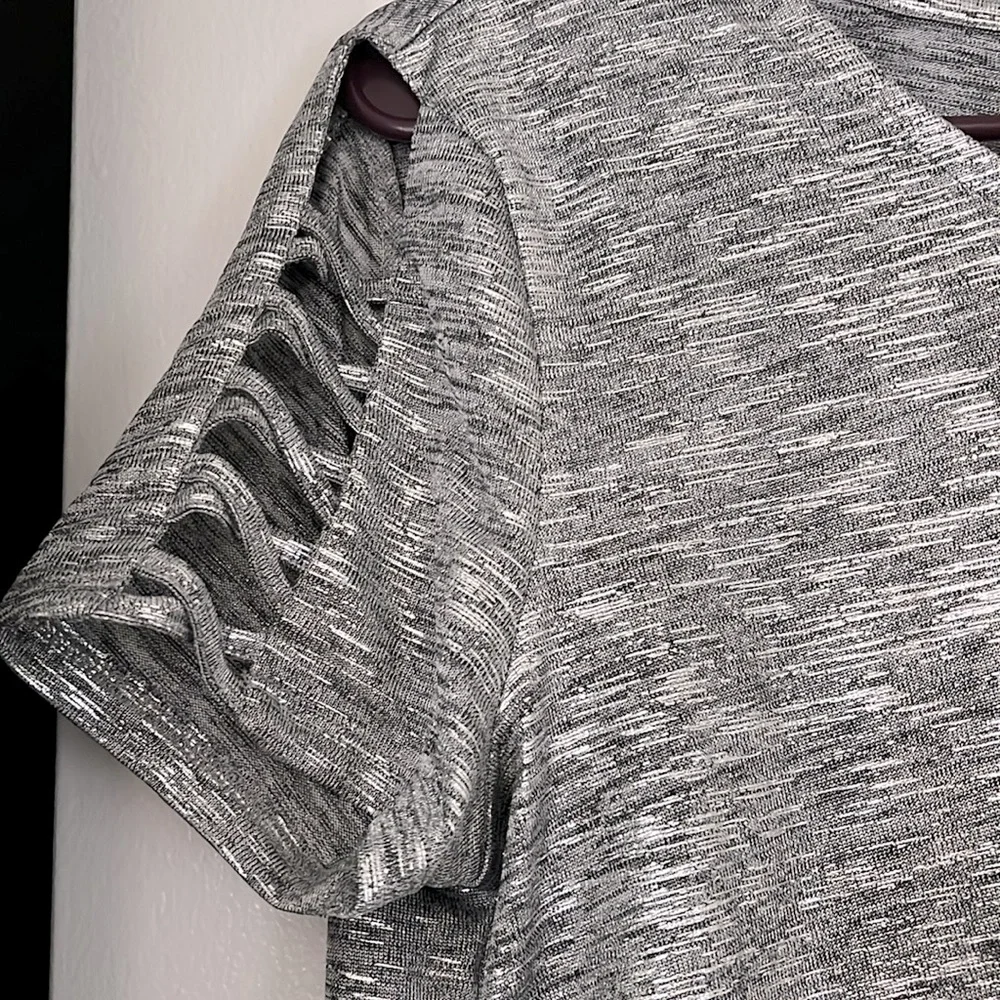 Petite Metallic Asymmetrical Top - Perfect for Holidays! - Picture 2 of 3